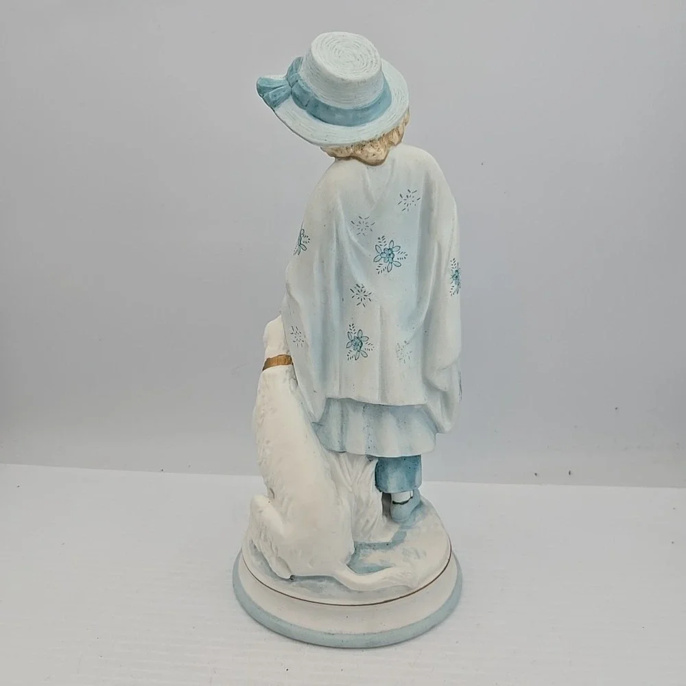 Vintage Andrea by Sadek‎ Victorian Girl Labrador Dog Blue White Figure 13